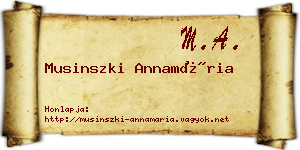 Musinszki Annamária névjegykártya